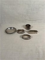 Sterling Napkin Rings and Small Sterling Plate