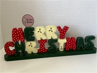 Wooden Merry Christmas Table Sign 15-Inch
