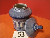 MADE IN CHINA BLUE WHITE BISCUIT JAR