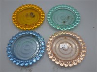 set of 4 vintage jewel tone plastic coasters