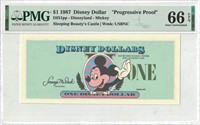 1987 $1 Progressive Proof Disney Dollar PMG 66EPQ