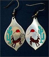 Hand Crafted MEXICO STERLING Turquoise EARRINGS