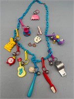 Vintage 80s plastic charm necklace