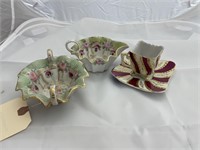 2 China Candy Dishes & China Tea Cup & Saucer