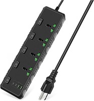 Universal Power Strip with 4 Oulets, 2 USB and 2 U