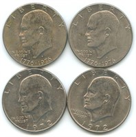 4 Eisenhower Dollar Coins - (2) 1976 Bicentennial