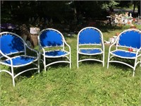 Vintage Blue Rivet Chair Metal Frame