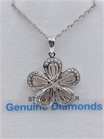Sterling Silver 14kt Gold Plated Diamond Pendant
