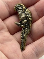 Antique Brass Figural Parrot Pin
