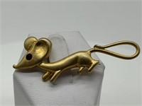 Vintage Gold Tone Figural Mouse Brooch