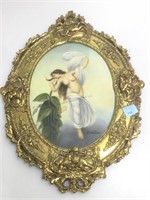 Oval framed painting signed by R.Wilson, frame