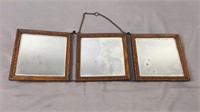 Vintage Folding Wall Hung Mirror 26" Unfolded