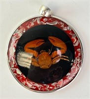 Sterling Shell/Real Crab Inlaid Pendant 9 Grams