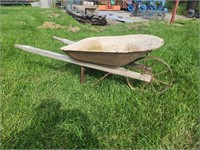Old steel wheel wheelbarrow