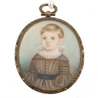 American School miniature portrait of a child