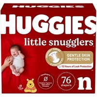 New Huggies Little Snugglers Baby Diapers, Size Ne