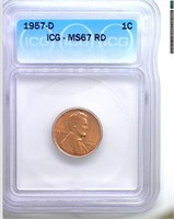 1957-D Cent ICG MS67 RD LISTS $375