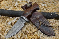 Handmade Damascus Steel Fixed Blade Camping Knife