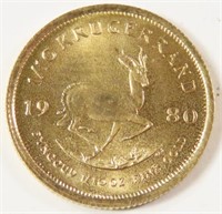 1980 SOUTH AFRICAN 1/10TH OZ GOLD KRUGERRAND