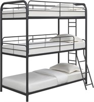 CHARMMA Triple Bunk Bed,Twin/Twin/Twin,Black,Beds