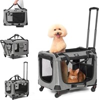 Paw Ballet Rolling Dog Cat Carrier With Wheels,