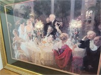 Victorian Party Scene Gold Framed Picture 34x44in