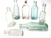 8 Vtg Glass Apothecary Bottles