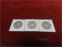 (3)90% silver quarters. US coins.