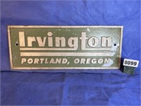 Cast Aluminum Irvington Portland, Oregon Sign,