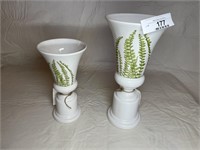 Pair of white fern vases
