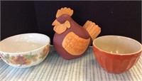 Rooster and Bowls