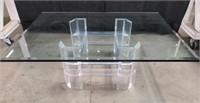 Glass-top acrylic-base contemporary coffee table