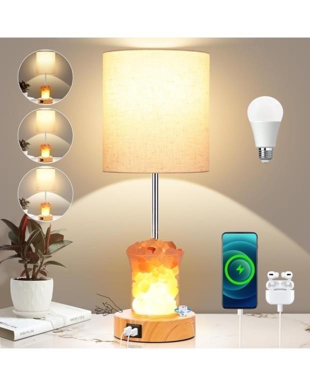 Table Lamp for Bedroom with USB A+C Ports & AC