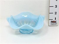 Blue Opalescent Daisy & Butter Fluted Bowl