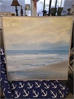 Beautiful Painting on Cambas of Beach Scene AS IS