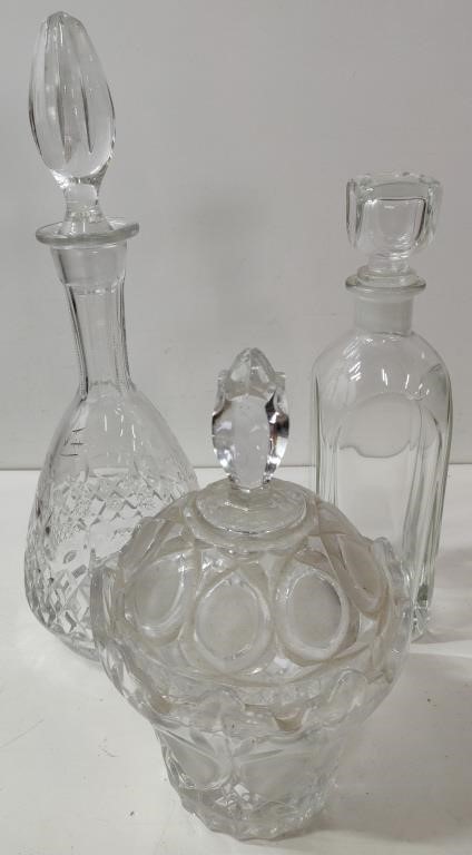 2 Decanters & Candy Dish