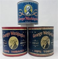 3 Antique George Washington Tobacco Cans