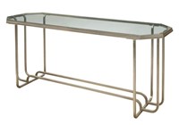 ART DECO CHROMED STEEL & GLASS CONSOLE TABLE