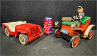 Japanese Shaking Antique Car & Tonka Red Jeep