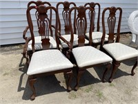 SET OF 6 SHELL CARVED CHERRY QUEEN ANNE CHAIRS