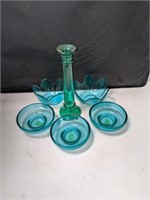 5 Pc's of Vintage Blue Glass