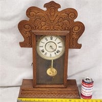 Antique Gingerbread Handcarved Mantle Clock