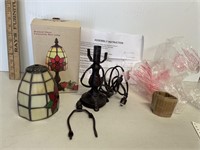 Stain Glass Poinsetta Mini Lamp