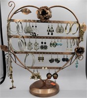 Copper Color Heart Jewelry Stand With Contents