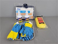 Tarp, Rope, Miracle Cleaner, Gloves