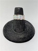 Sterling White Opal Native Signed Ring 3 Gr S--5.5