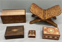Hand Carved Wood Box Lot Collection