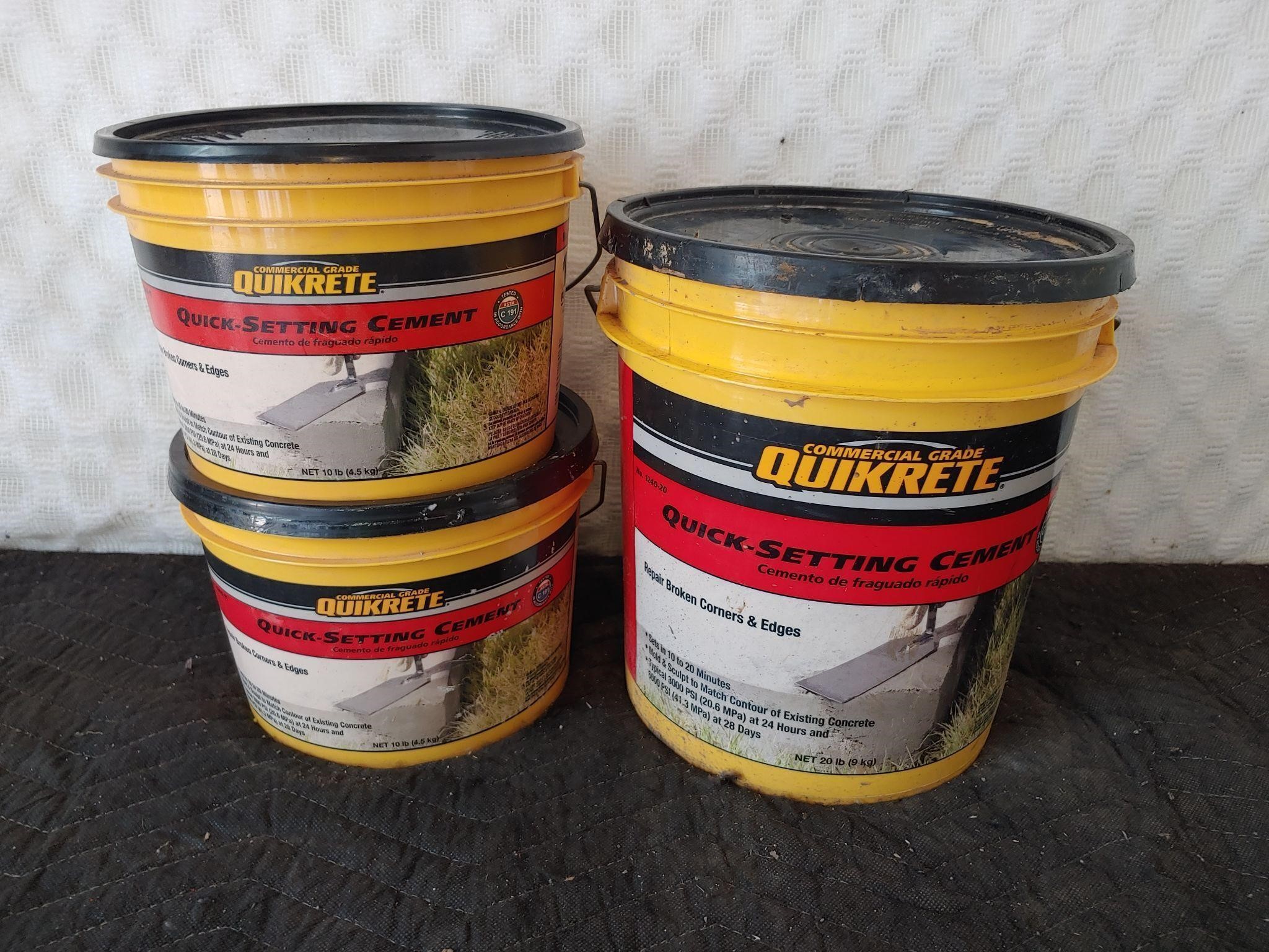 3 buckets of Quikrete quick setting cement