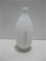 12" Hand Blown White Bud Art Glass Vase