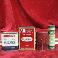 (5)Vintage metal advertising spice tins. Fairway,S